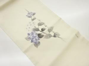 作家物　 紗 手描き紫陽花模様開き名古屋帯（額縁仕立て）